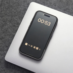 Two Tone Textured iPhone Case with Leather Panel and Metal Style Camera Frame