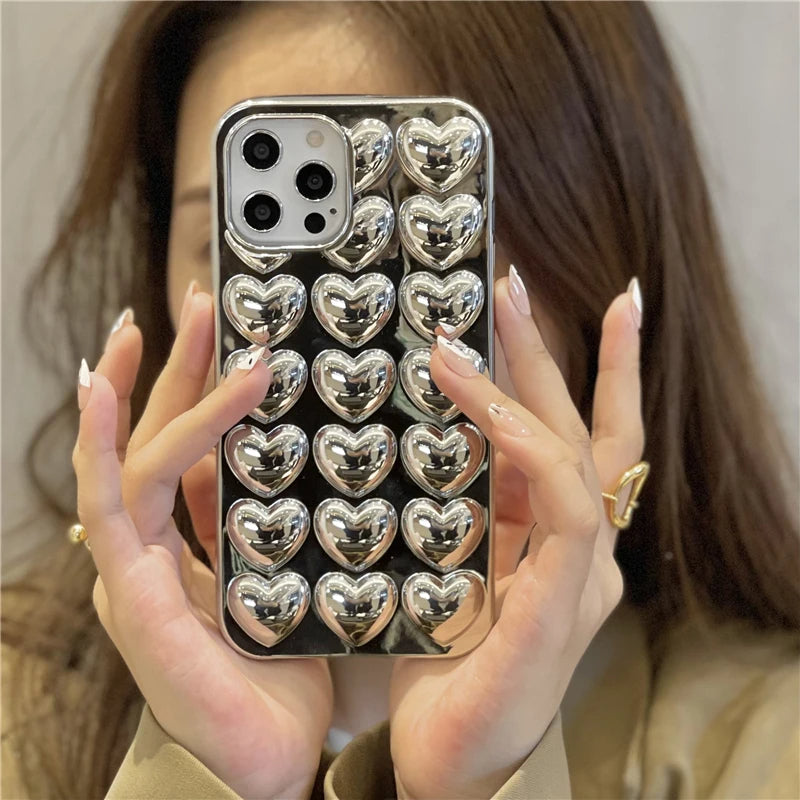 Puffy Heart Pattern iPhone Case