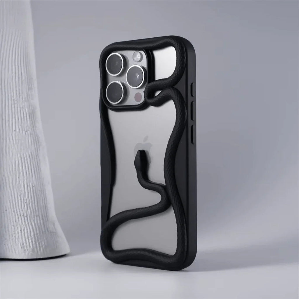3D Snake Design iPhone Case with Textured Scale Finish & Camera Lens Protection