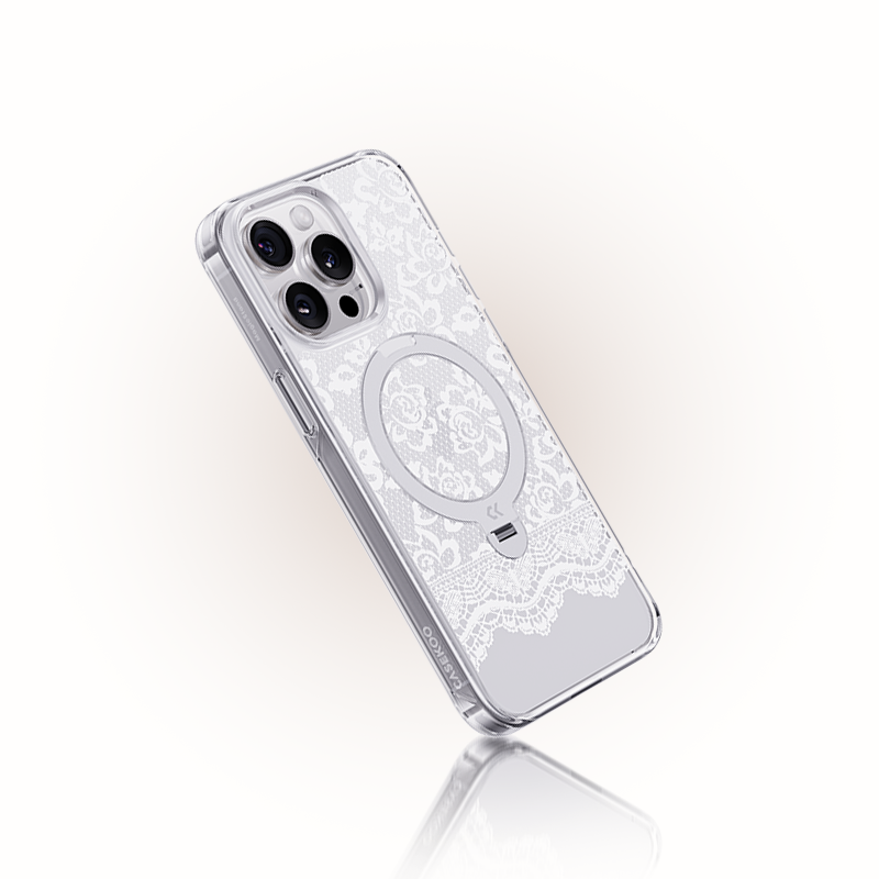 Lace Pattern MagSafe iPhone Case with Ring Stand