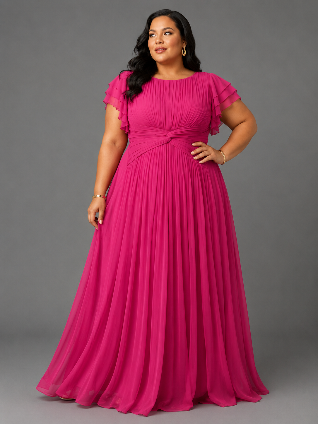 Helen | Pleated Evening Plus Size Dress