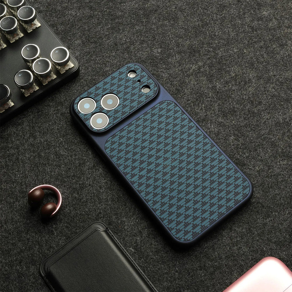 Geometric Pattern iPhone Case with Built In Camera Lens Cover and Raised Camera Frame