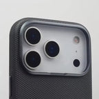 Two Tone Textured iPhone Case with Leather Panel and Metal Style Camera Frame