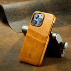 Glossy Leather iPhone Case with Dual Card Slots