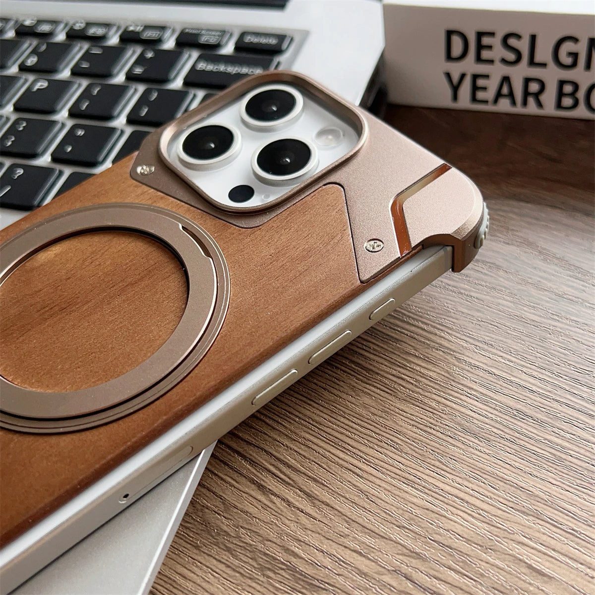 Wood MagSafe iPhone Case with Ring Stand