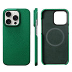Premium Grain Leather Look iPhone Case Open Edge Design with Exposed Buttons