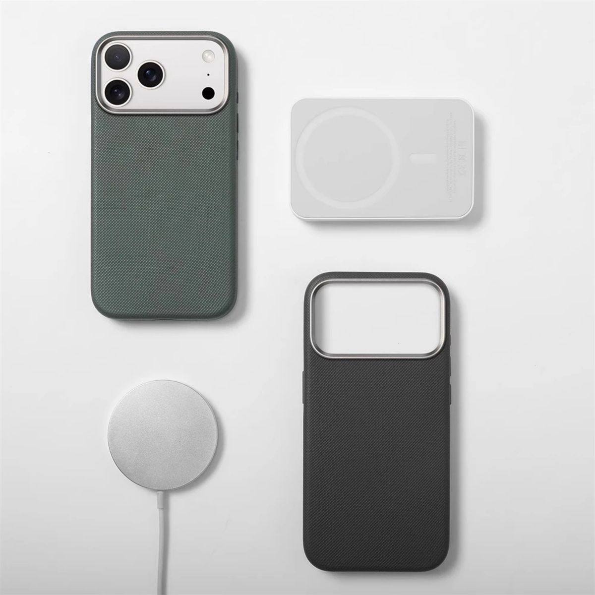 Woven Twill Texture iPhone Case with Metal Style Camera Frame and Button Covers