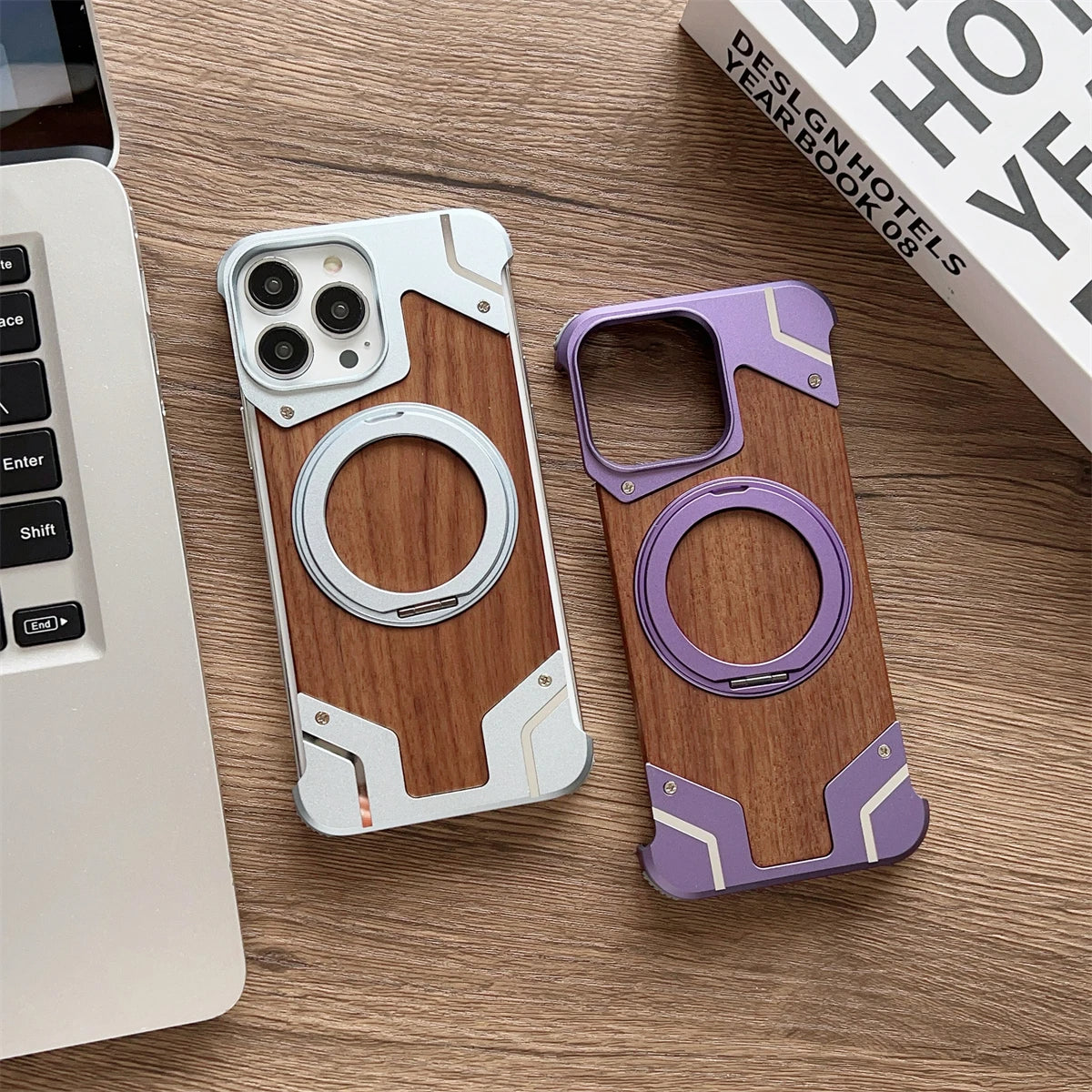 Wood MagSafe iPhone Case with Ring Stand