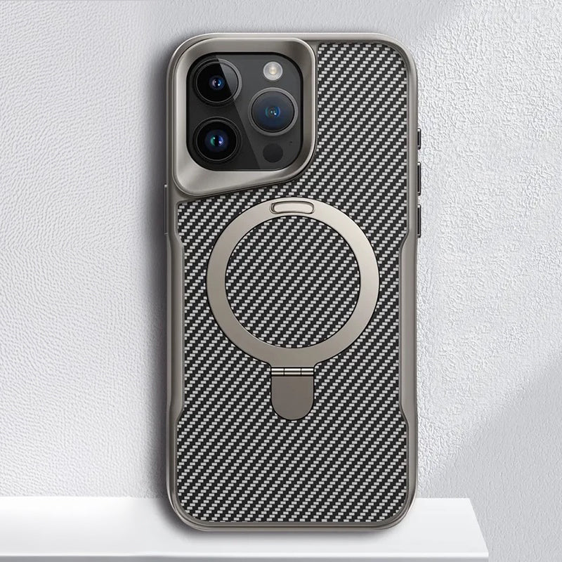 Carbon Fiber MagSafe iPhone Case With Ring Stand
