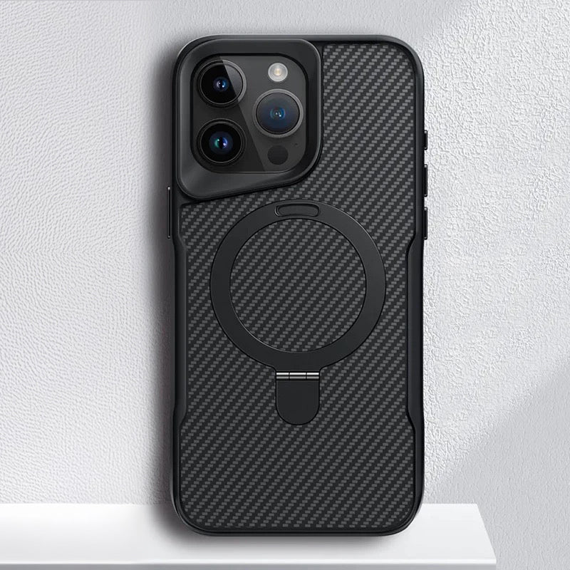 Carbon Fiber MagSafe iPhone Case With Ring Stand