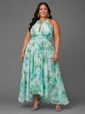 Mia | Soft Floral Plus Size Pattern Midi Dress
