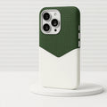 Two-Tone Leather iPhone Case with Stitched Detail & Camera Protection