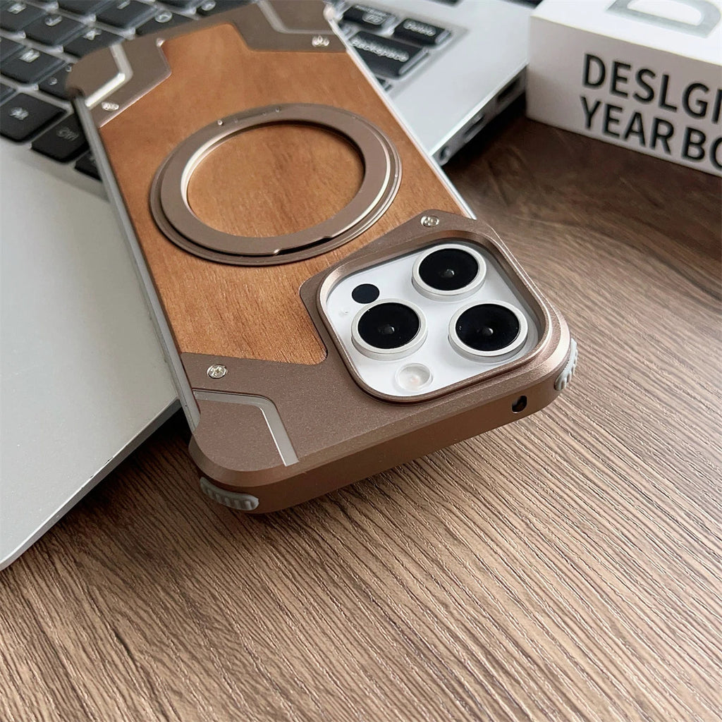 Wood MagSafe iPhone Case with Ring Stand