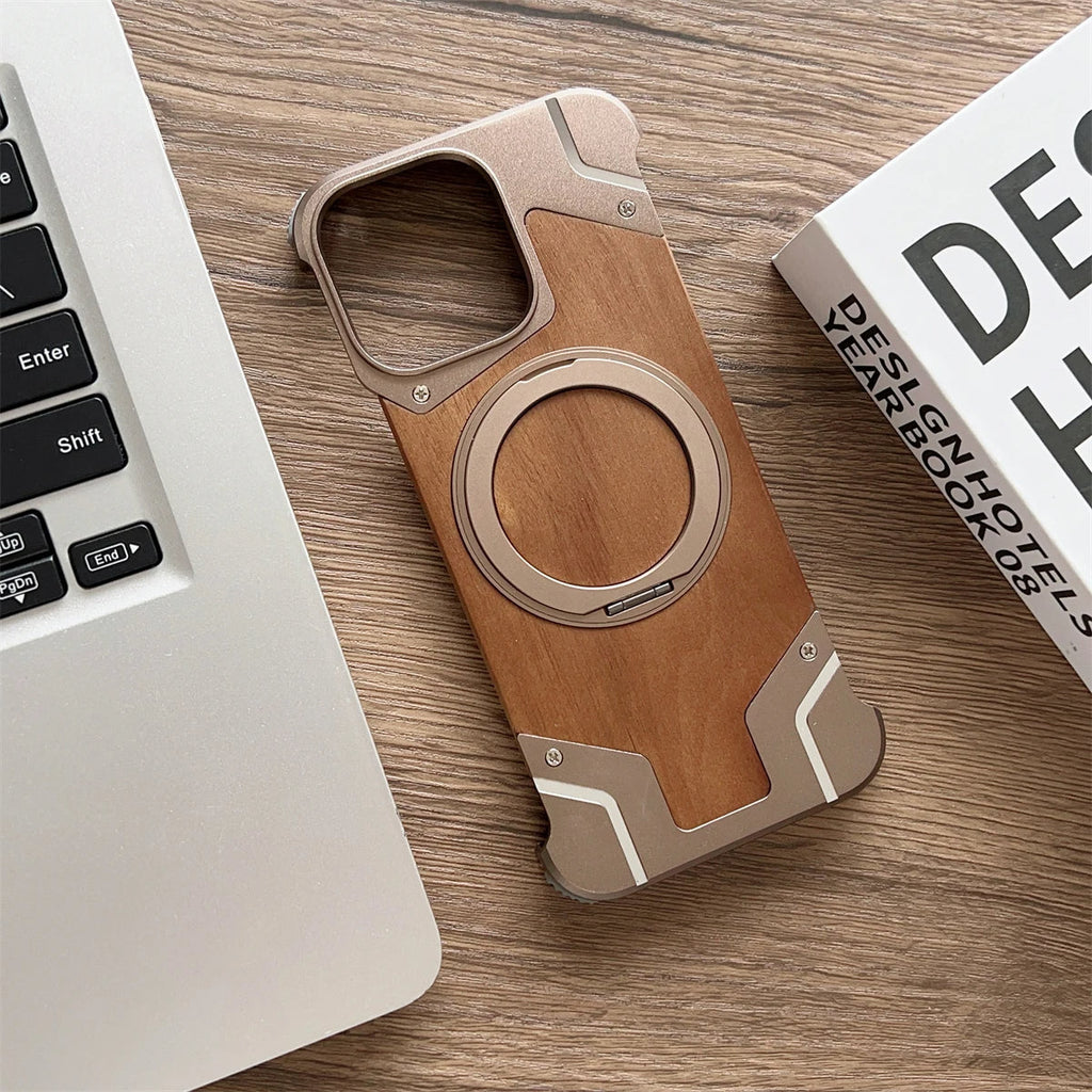 Wood MagSafe iPhone Case with Ring Stand