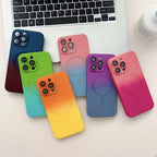 Gradient Ombre MagSafe iPhone Case Soft Silicone with Raised Camera Frame and Lens Guard