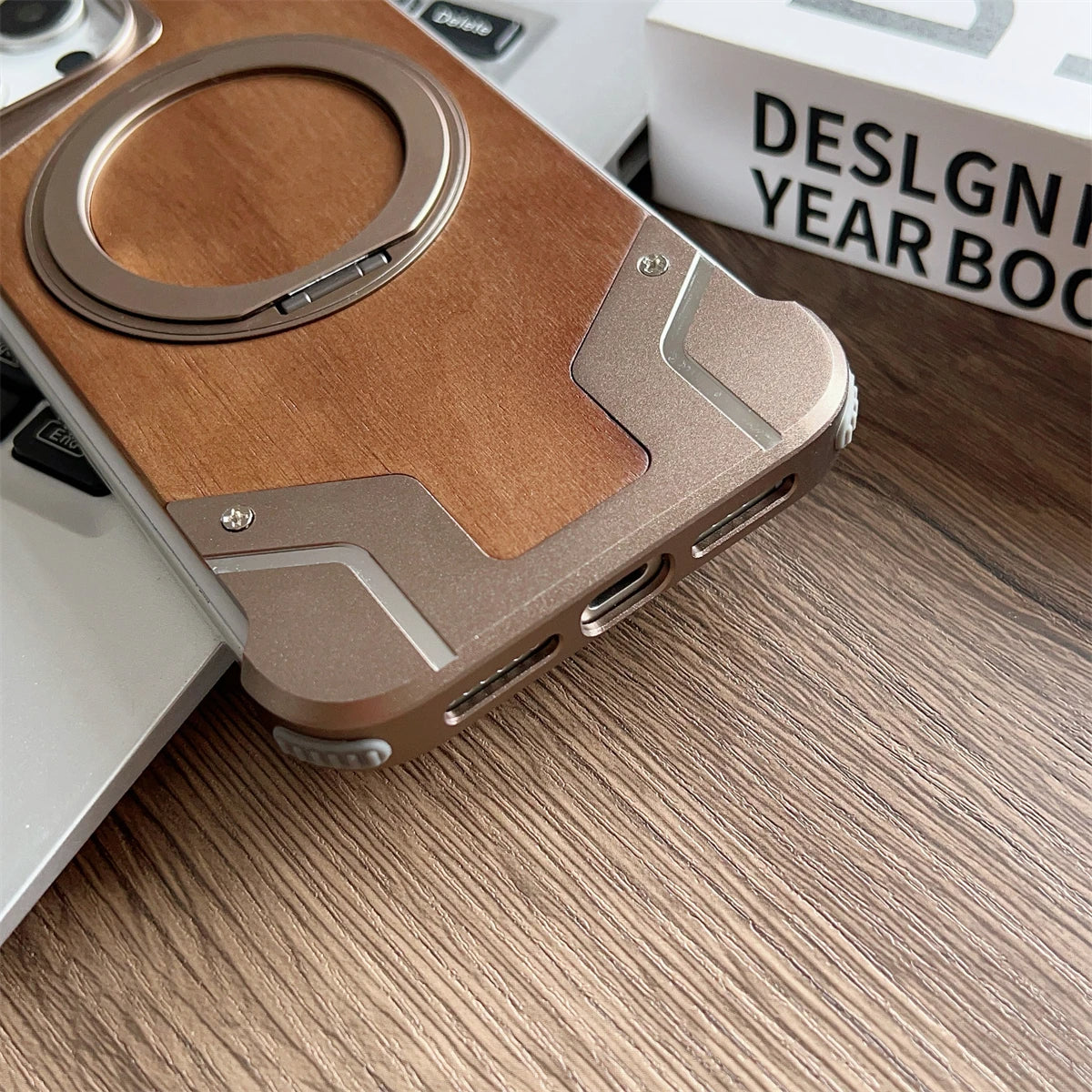 Wood MagSafe iPhone Case with Ring Stand