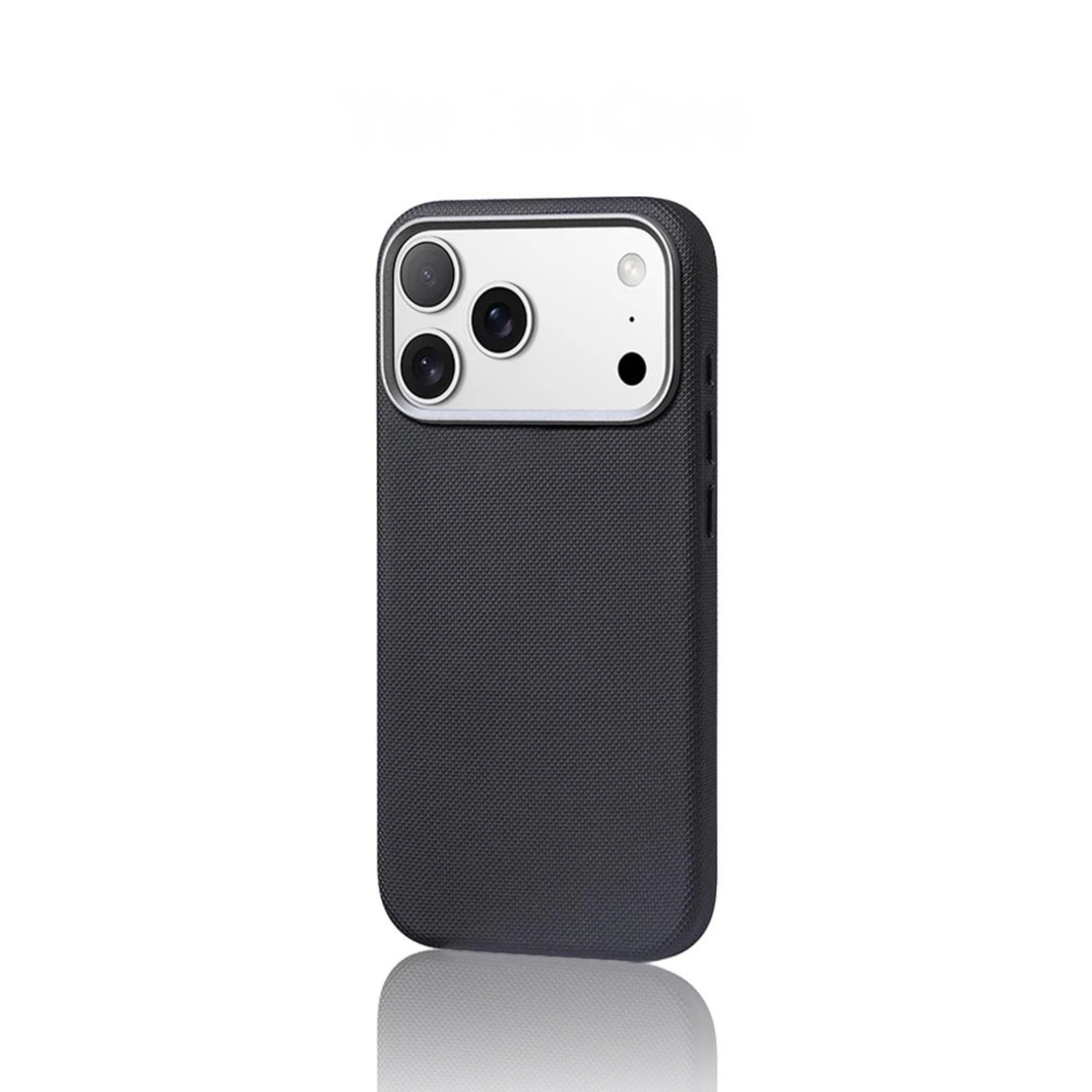 Woven Twill Texture iPhone Case with Metal Style Camera Frame and Button Covers
