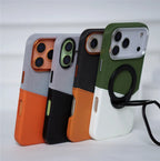 Two Tone Hybrid iPhone Case Woven Textile Leather Panel Slim Protective Cover