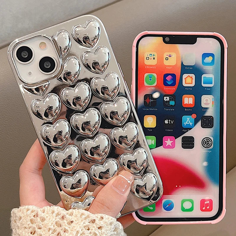 Puffy Heart Pattern iPhone Case