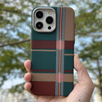 Plaid Pattern iPhone Case With Woven Texture