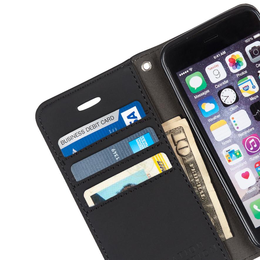 Leather Flip Folio iPhone Case Tab Closure