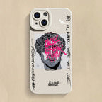 Mona Lisa Graffiti Art Portrait iPhone Case Soft Silicone with Raised Camera Frame and Lens Guard