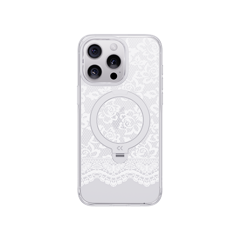 Lace Pattern MagSafe iPhone Case with Ring Stand