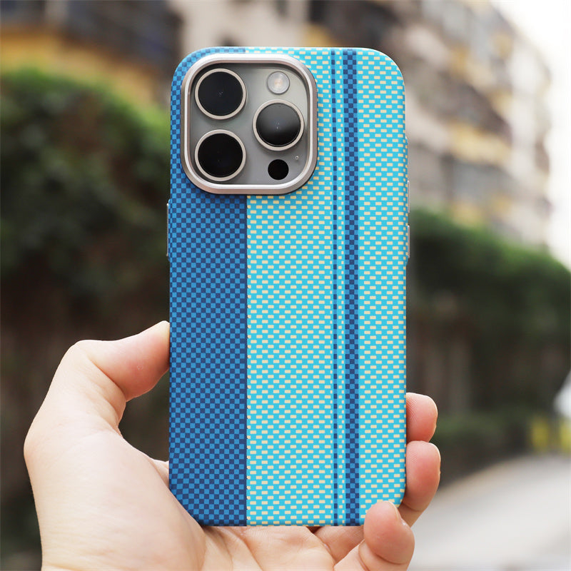 Plaid Pattern iPhone Case With Woven Texture