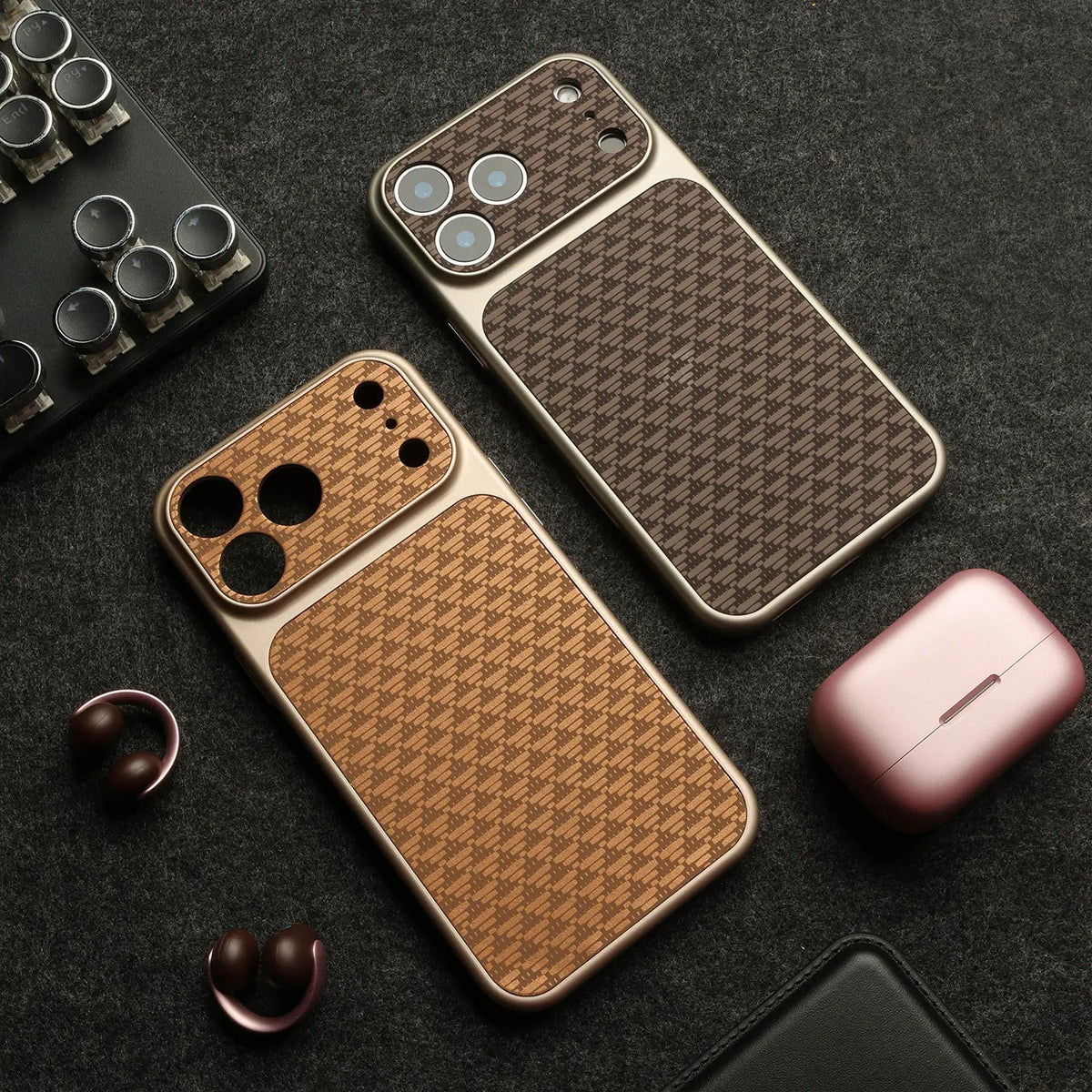Geometric Pattern iPhone Case with Built In Camera Lens Cover and Raised Camera Frame