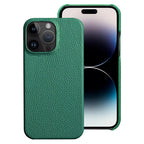 Premium Grain Leather Look iPhone Case Open Edge Design with Exposed Buttons