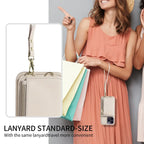 Leather Zipper Wallet iPhone Case with Crossbody Strap