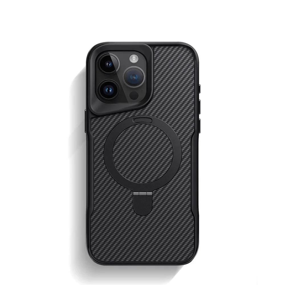 Carbon Fiber MagSafe iPhone Case With Ring Stand