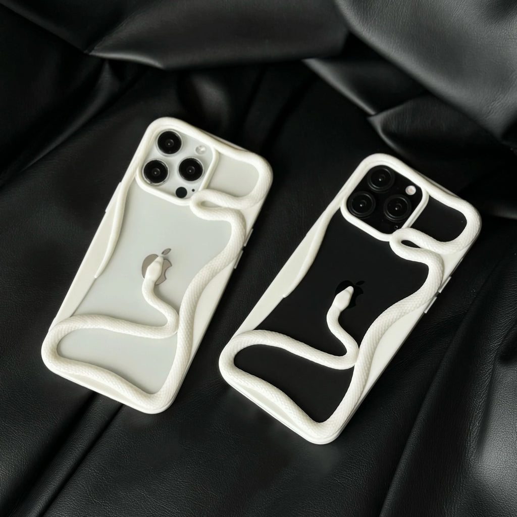 3D Snake Design iPhone Case with Textured Scale Finish & Camera Lens Protection