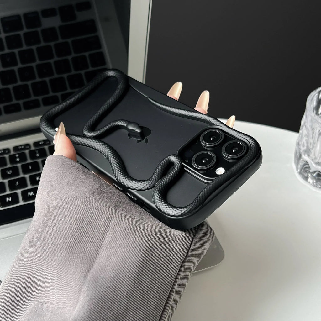 3D Snake Design iPhone Case with Textured Scale Finish & Camera Lens Protection