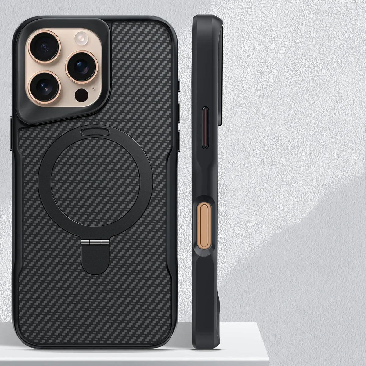 Carbon Fiber Ring Stand MagSafe iPhone Case