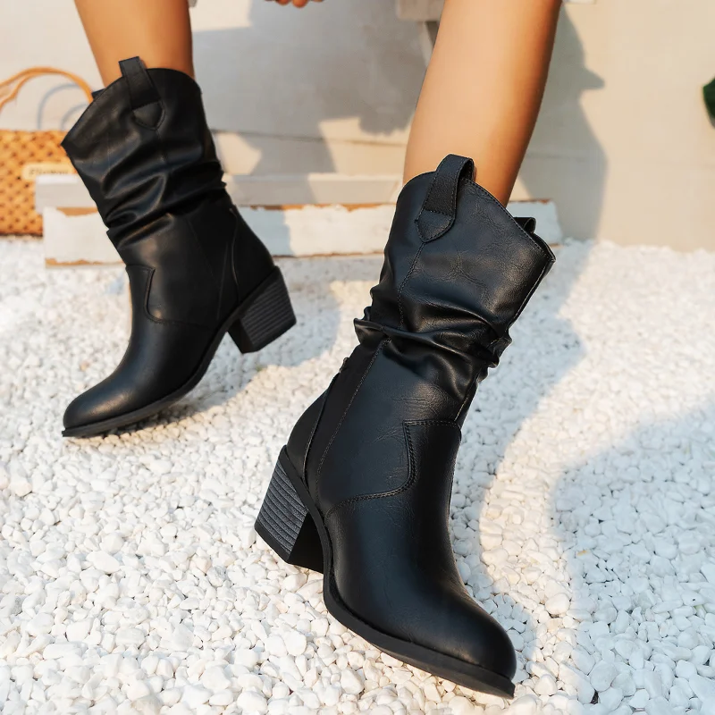 Kate Western Leather Mini Cowboy Boots