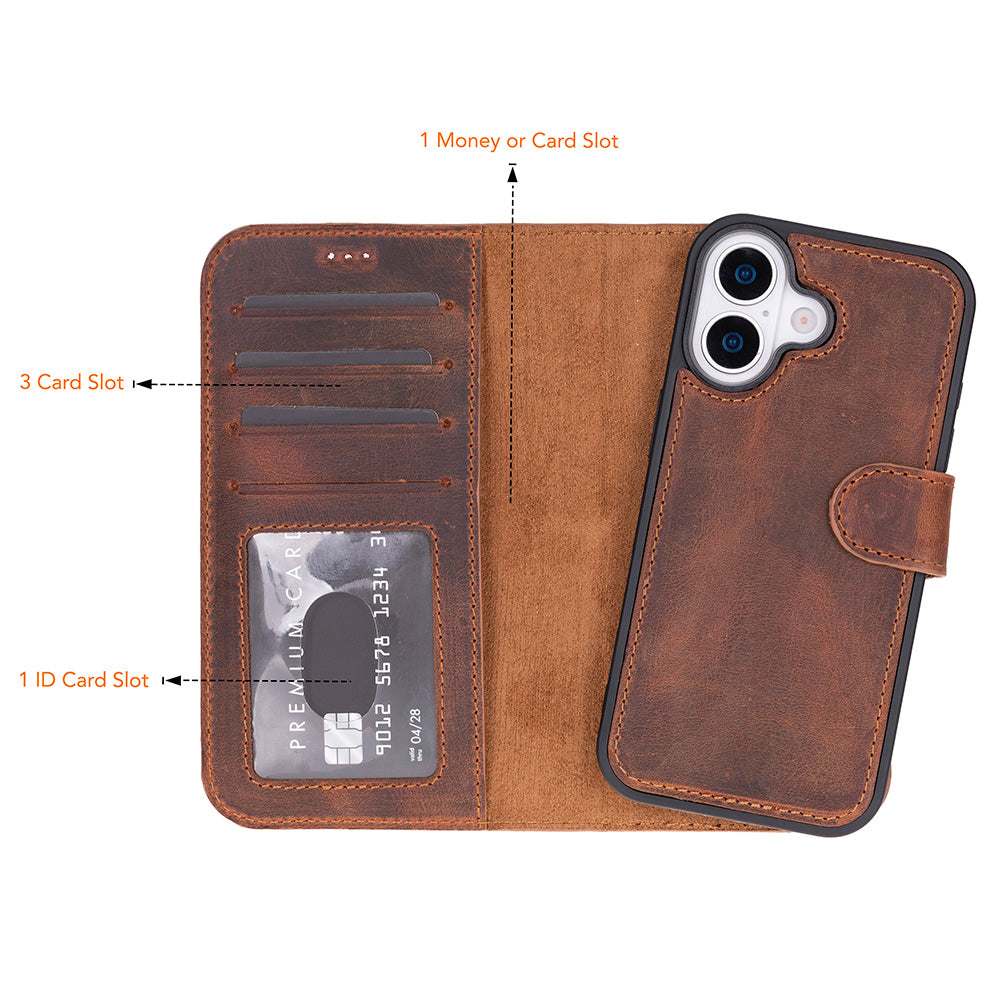 Detachable Leather iPhone Wallet Case with Card Slots