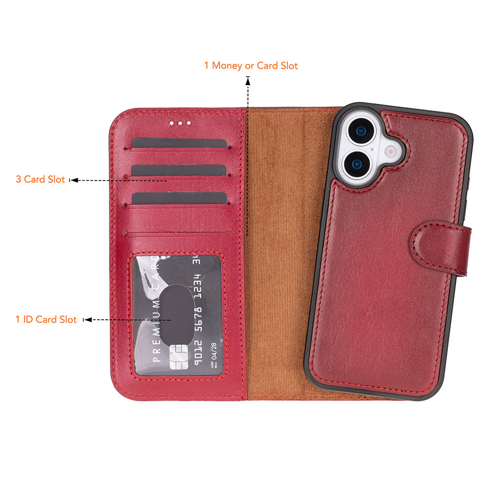 Detachable Leather iPhone Wallet Case with Card Slots