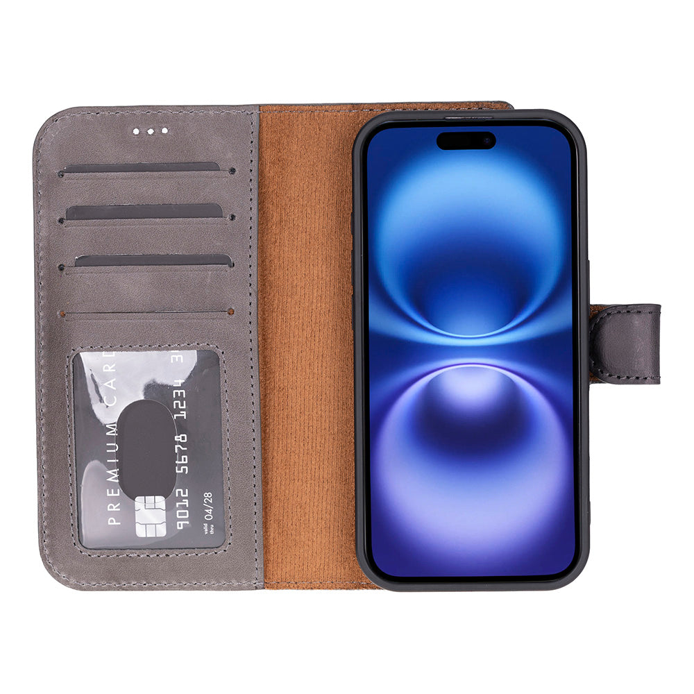 Detachable Leather iPhone Wallet Case with Card Slots
