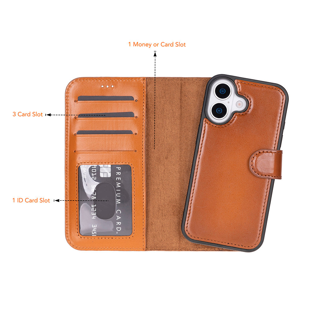 Detachable Leather iPhone Wallet Case with Card Slots