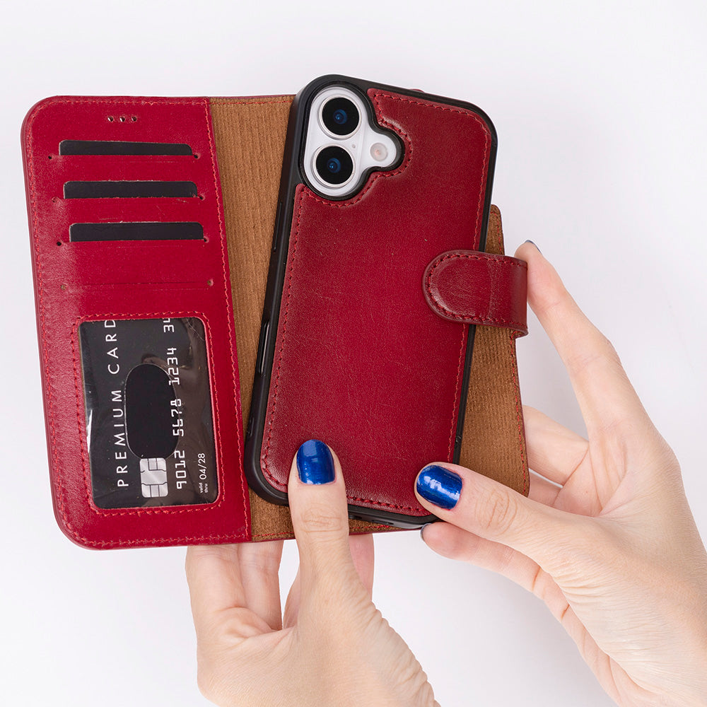 Detachable Leather iPhone Wallet Case with Card Slots