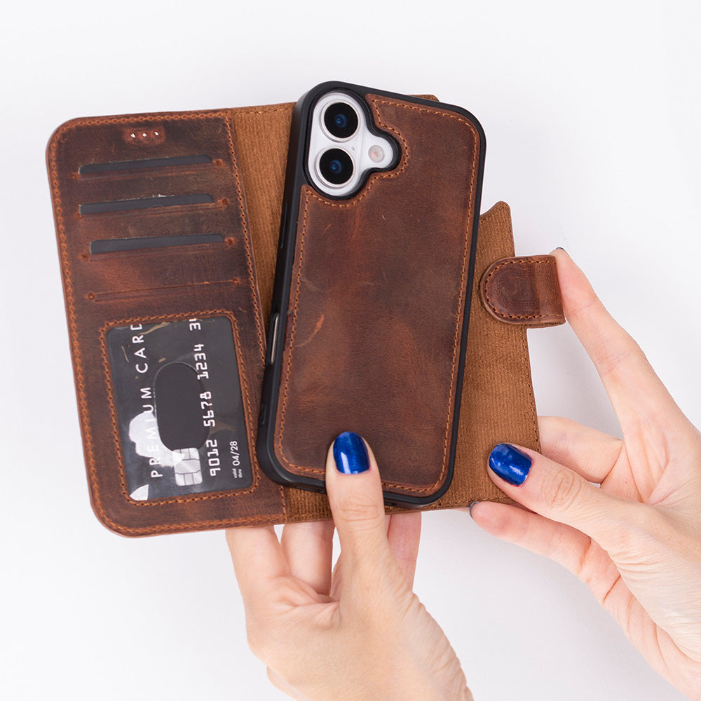 Detachable Leather iPhone Wallet Case with Card Slots