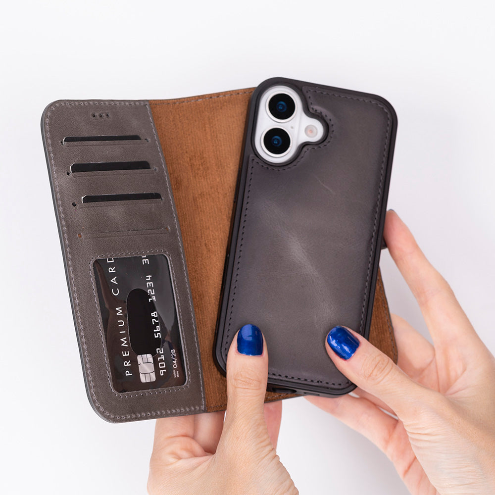 Detachable Leather iPhone Wallet Case with Card Slots