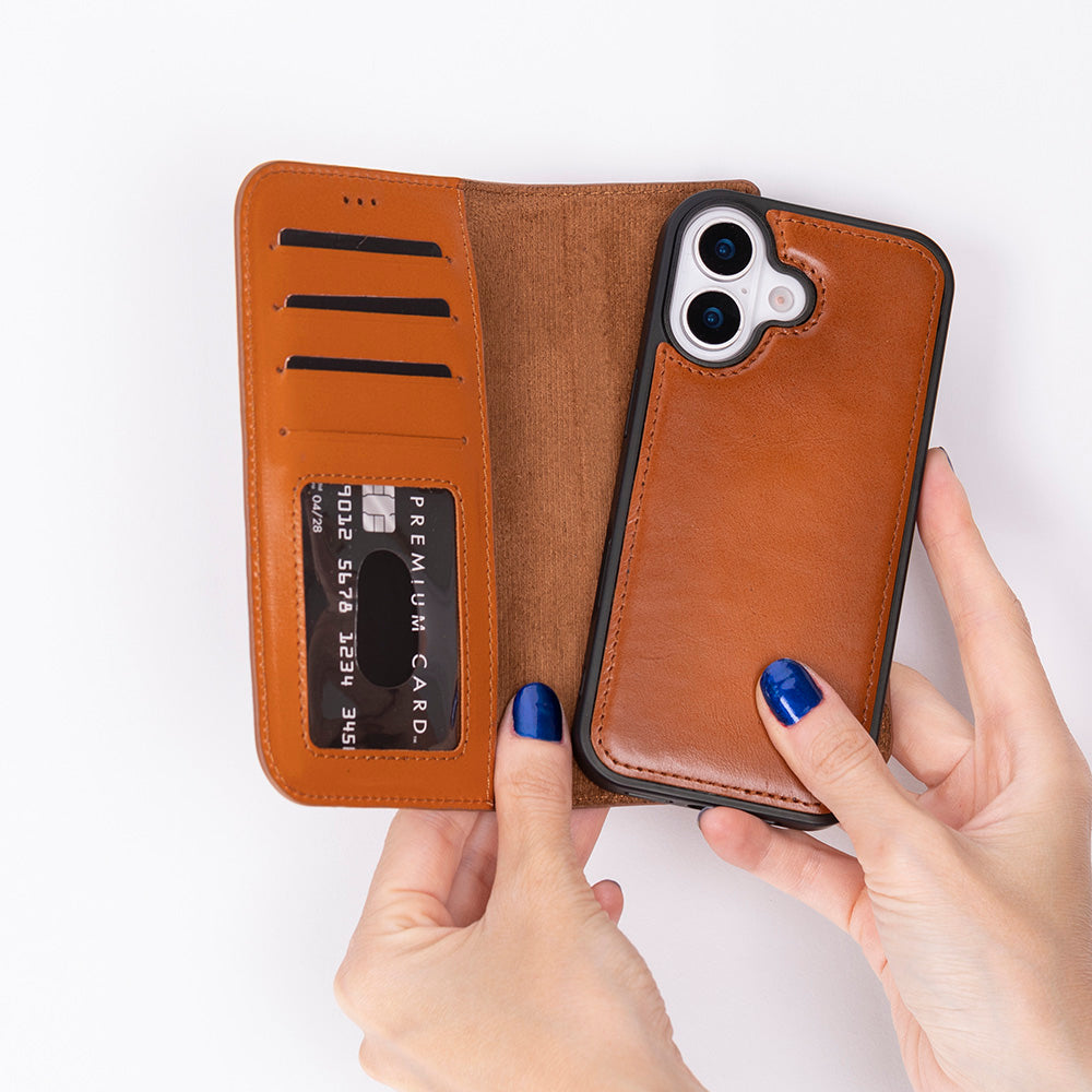 Detachable Leather iPhone Wallet Case with Card Slots