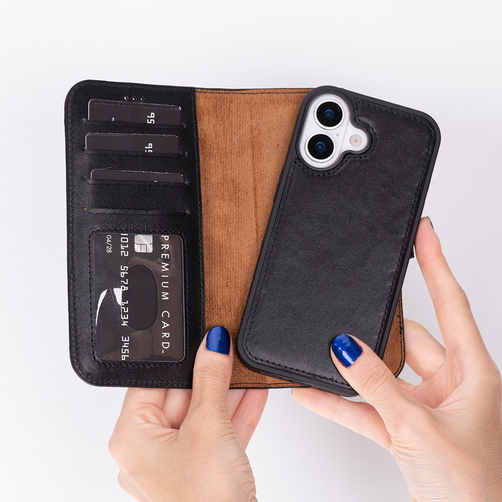 Detachable Leather iPhone Wallet Case with Card Slots
