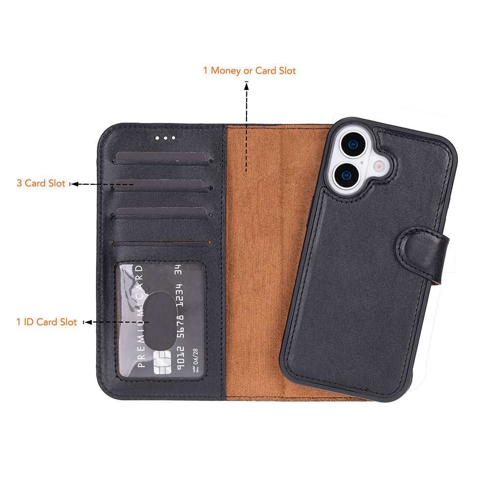 Detachable Leather iPhone Wallet Case with Card Slots