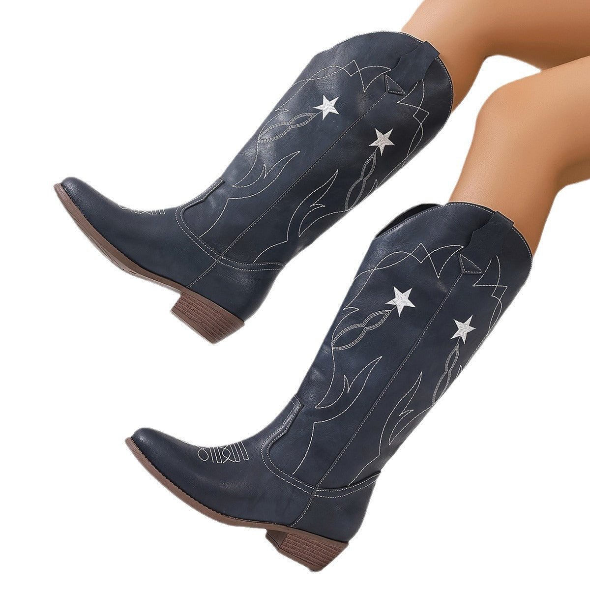 Womens Leather Western Cowgirl Boots