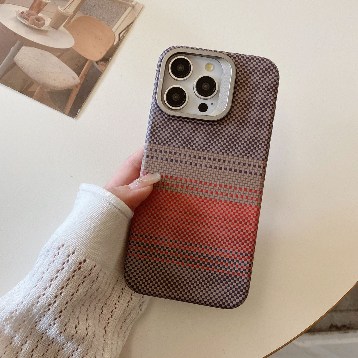 Pixel Checkered Weave iPhone Case