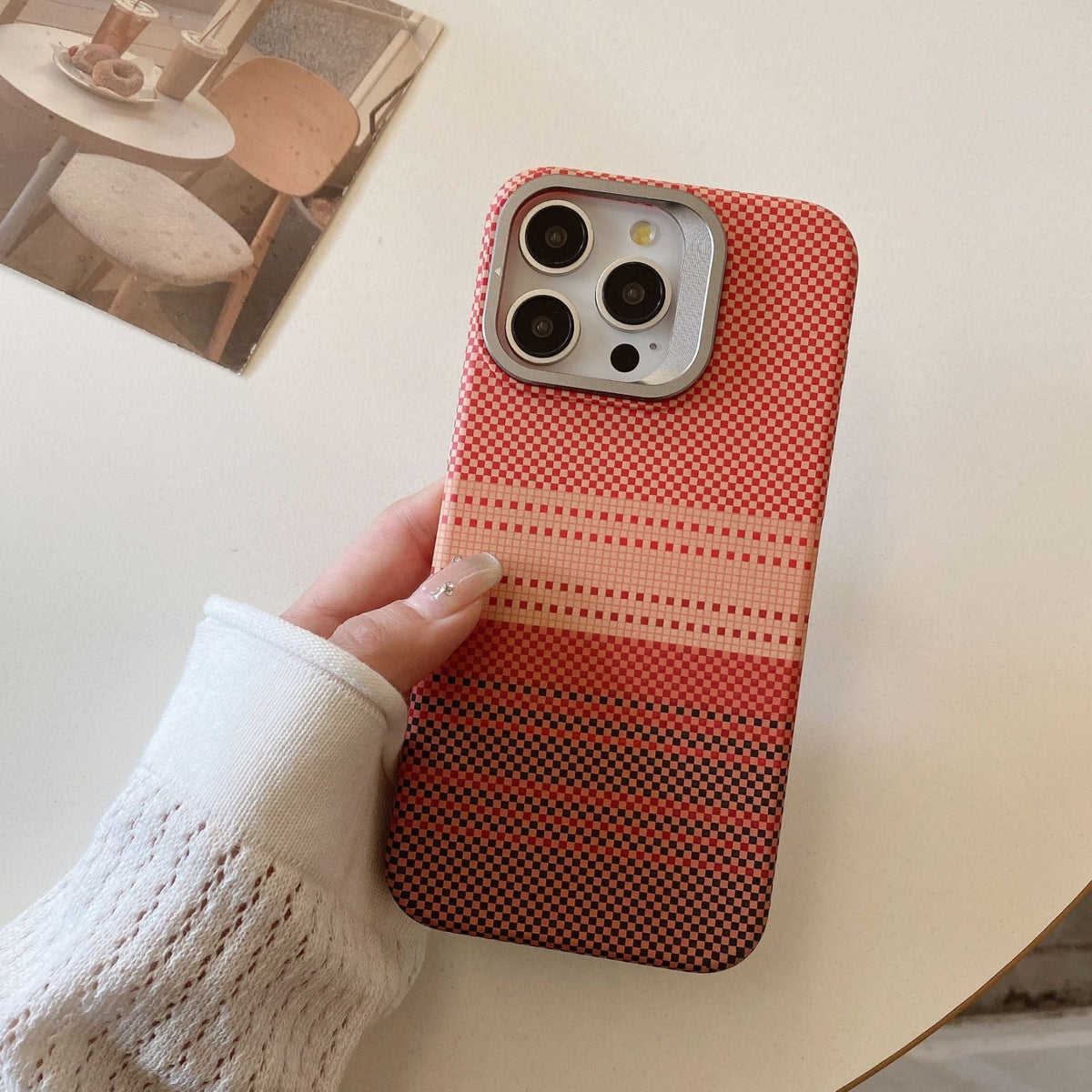 Pixel Checkered Weave iPhone Case