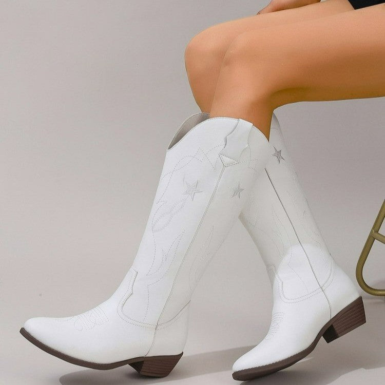 Womens Leather Western Cowgirl Boots